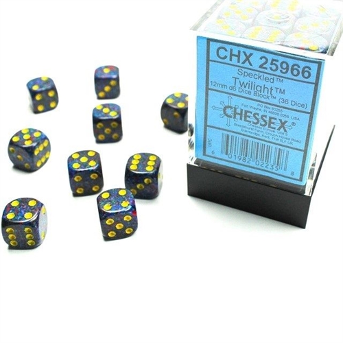 Speckled Twilight and yellow 12mm d6 Dice block (36 Dice) - Roleplaying dice - Chessex